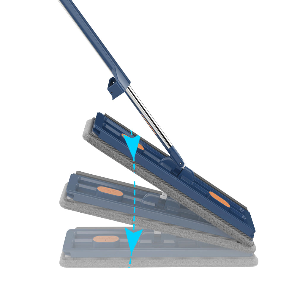 Large Flat Mop 360 Degree Rotatable Adjustable Mop with 2 Washable Pads - Blue