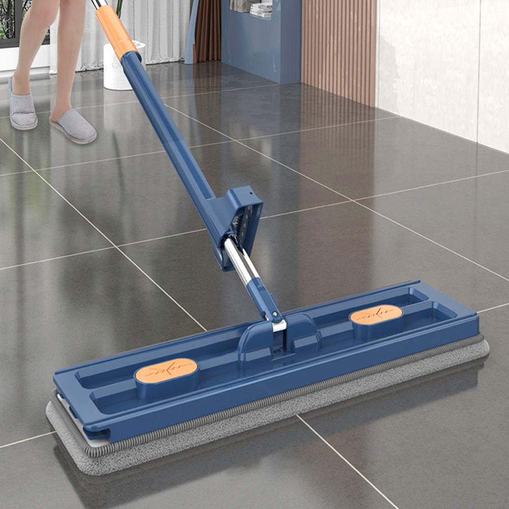 Large Flat Mop 360 Degree Rotatable Adjustable Mop with 2 Washable Pads - Blue