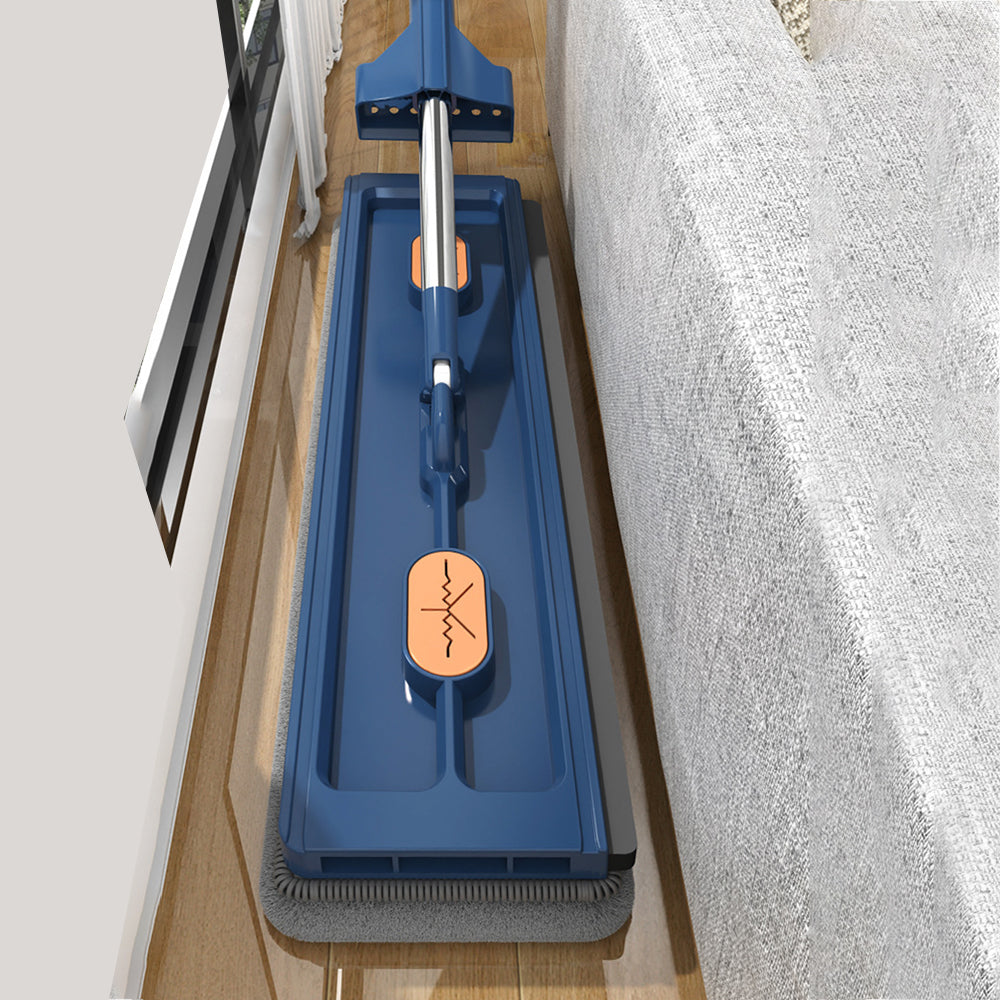 Large Flat Mop 360 Degree Rotatable Adjustable Mop with 2 Washable Pads - Blue