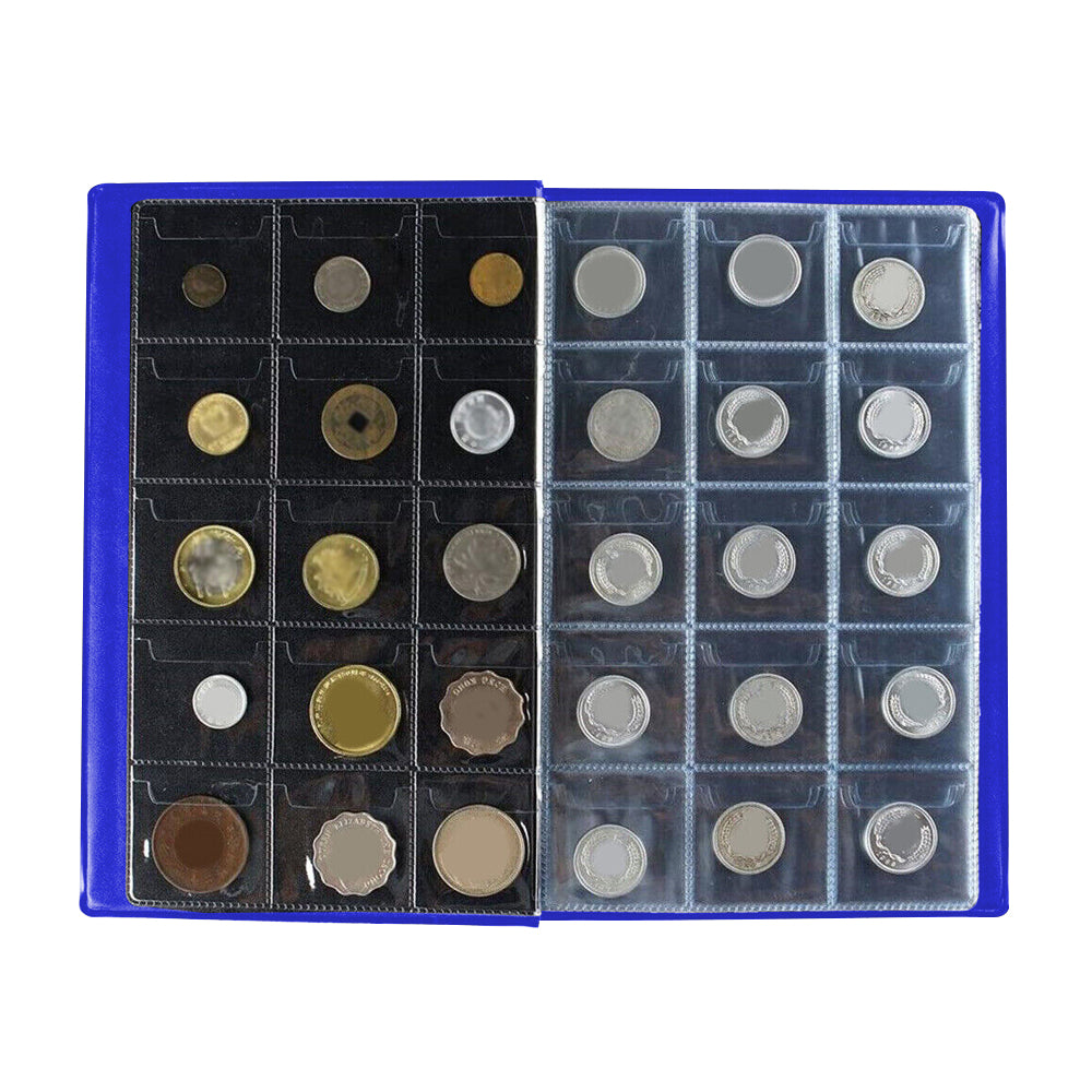 240 Grid Pockets Coin Collection Book Coin Collection Album Blue