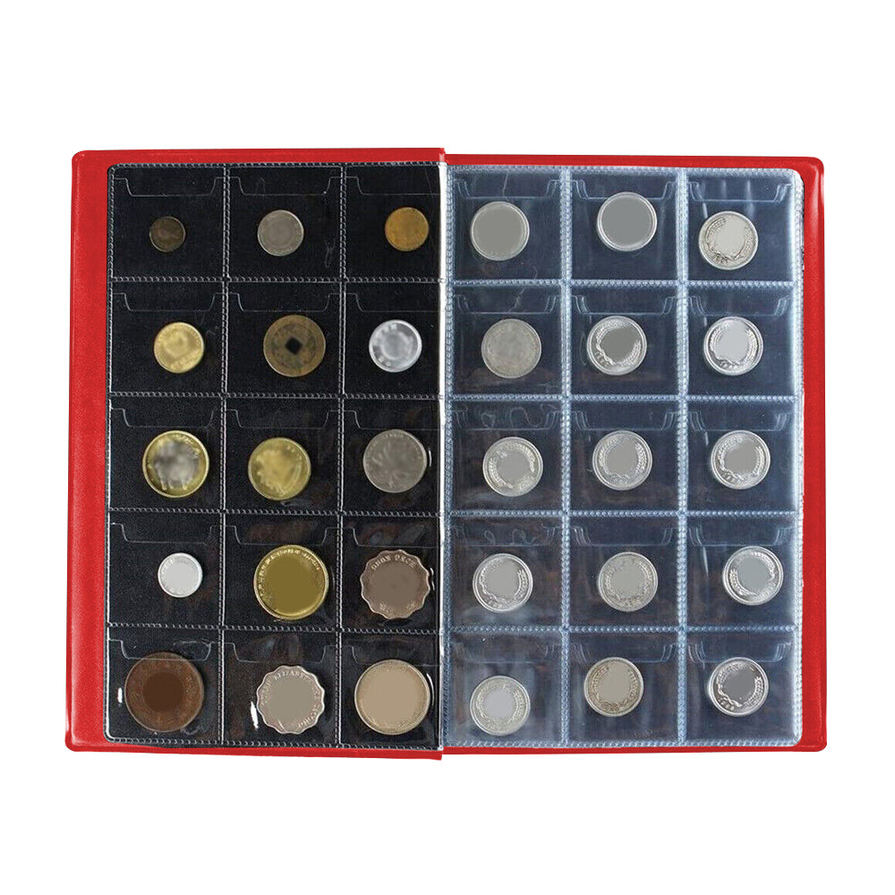 240 Grid Pockets Coin Collection Book Coin Collection Album Red