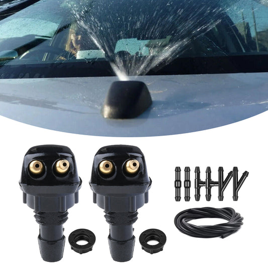 2Pcs Universal Car Windscreen Washer Wiper Nozzles Front Window Spray Jet Nozzle