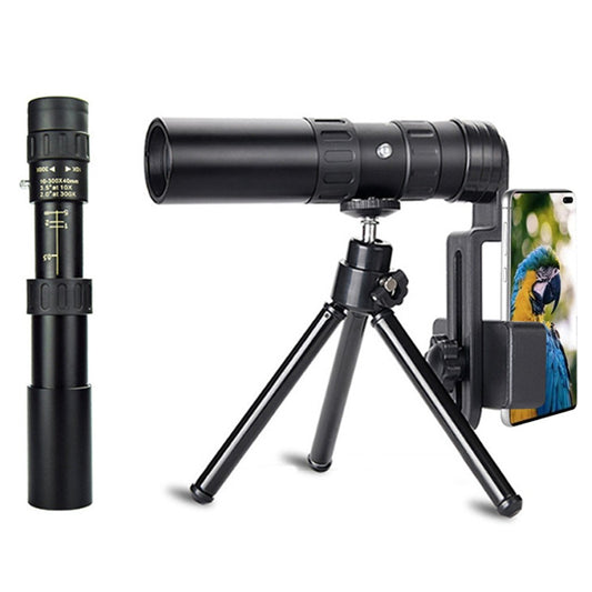 300X Magnification HD Monocular Telescope with Phone Mount Adapter and Tripod