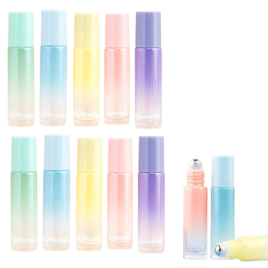 10Pcs 10ml Refillable Essential Oil Roller Ball Bottles Roll on Bottles Essential Oil Dispensing Glass Bottles Random Color