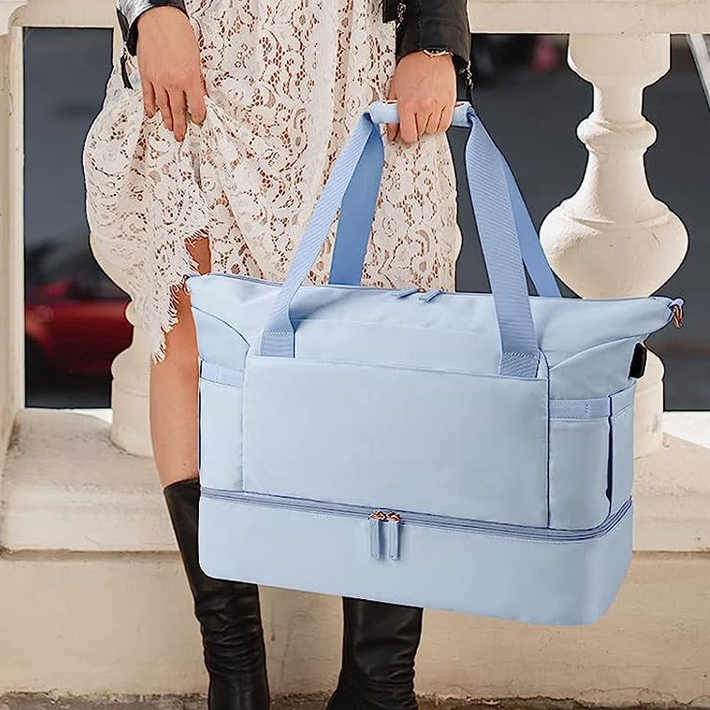 3X Travel Toiletry Bag Duffel Bag with Shoes Compartment Overnight Gym Bag Blue