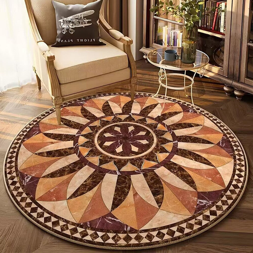 60cm Round Floor Mat Home Room Anti Slip Rug - Style 5
