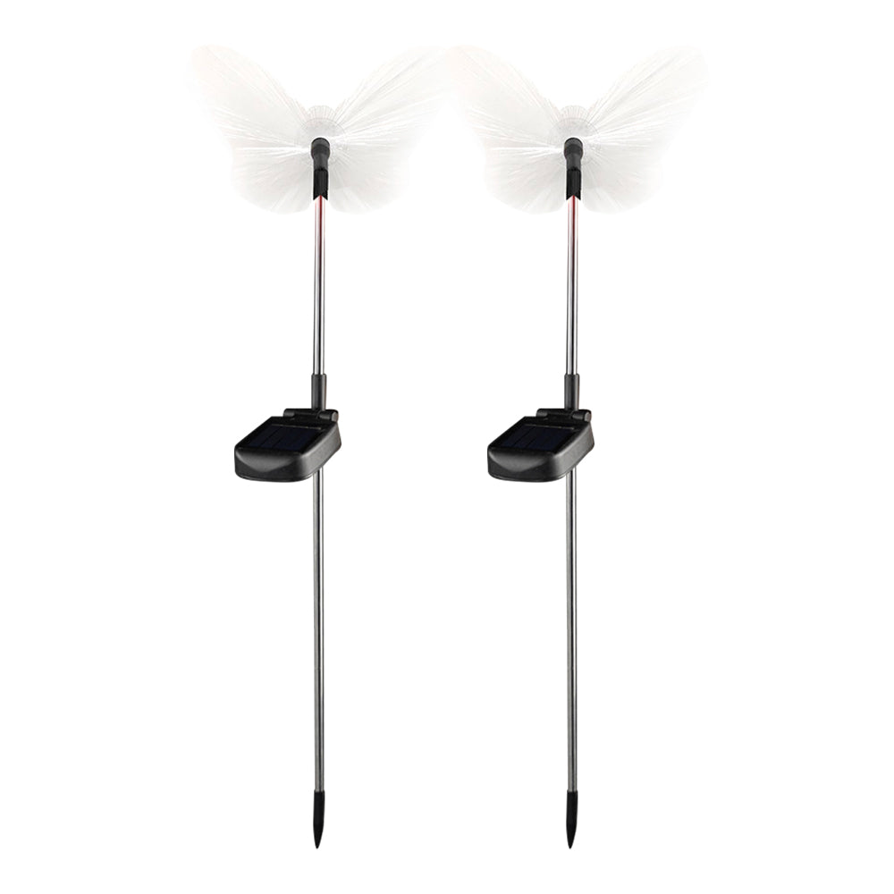 2X Jellyfish Lights Garden Solar Light Solar Powered Fiber Optic Light Butterfly