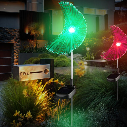 2X Jellyfish Lights Garden Solar Lights Solar Powered Fiber Optic Lights Moon