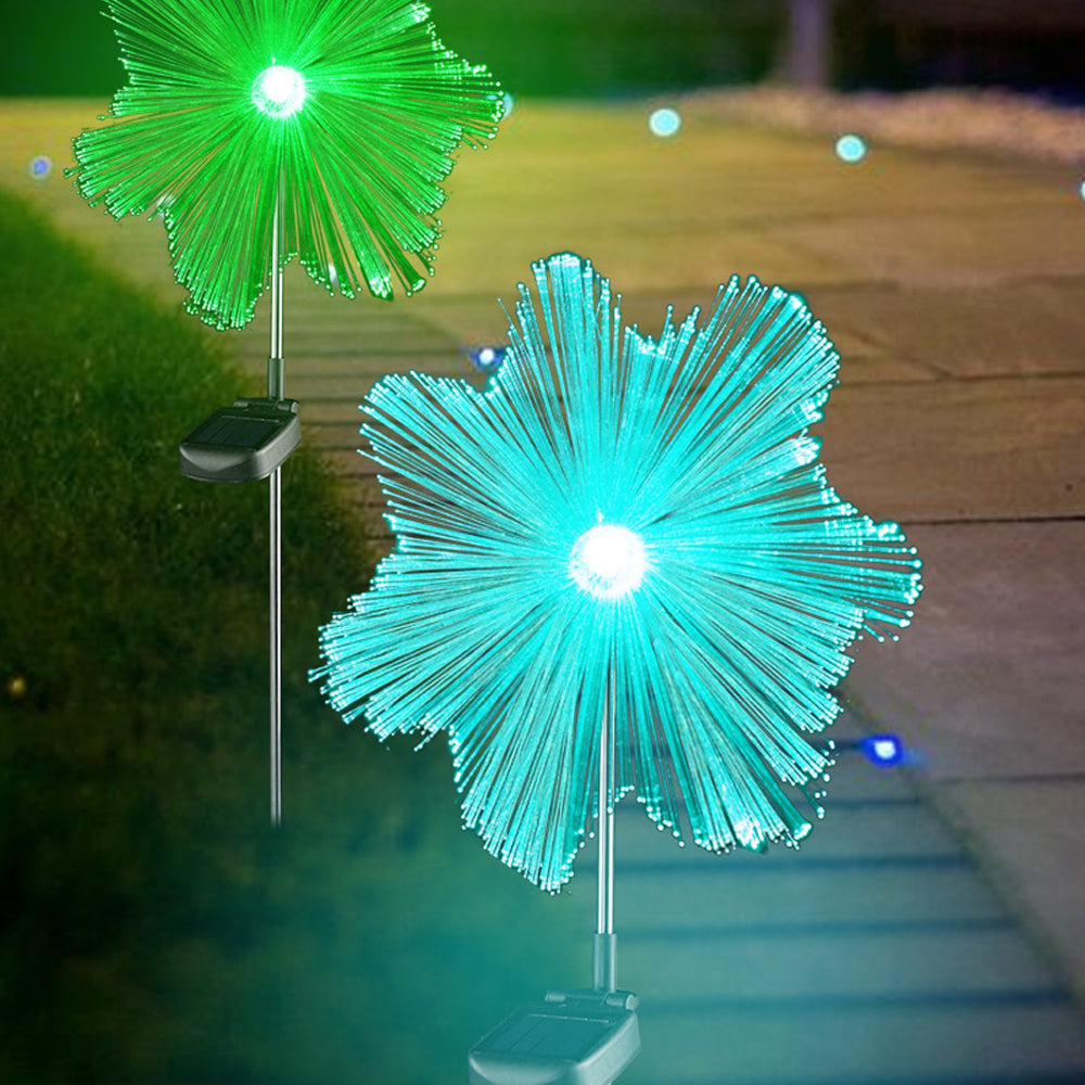 2X Jellyfish Lights Garden Solar Lights Solar Powered Fiber Optic Lights Star