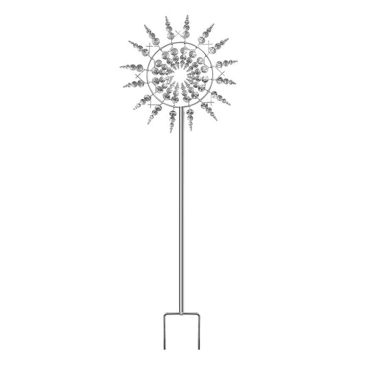Metal Wind Spinner Garden Windmill Ornament Sculpture Yard Lawn Decor - Silver
