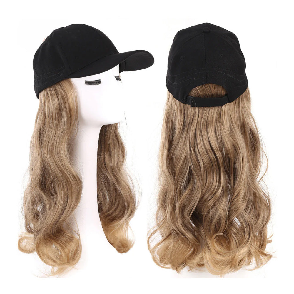 Curly Long Wig Baseball Cap Adjustable Sun Visor Hat for Women Girls