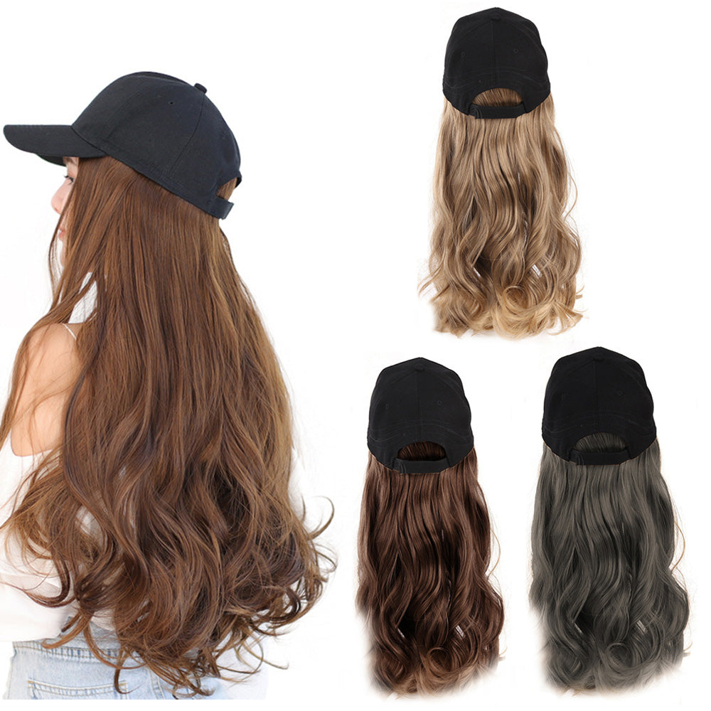 Curly Long Wig Baseball Cap Adjustable Sun Visor Hat for Women Girls