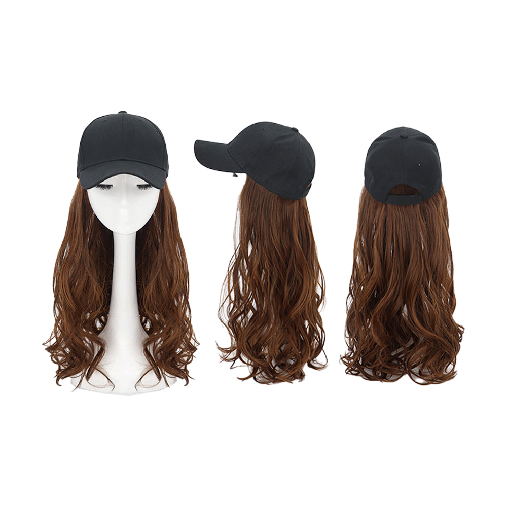 Curly Long Wig Baseball Cap Adjustable Sun Visor Hat for Women Girls