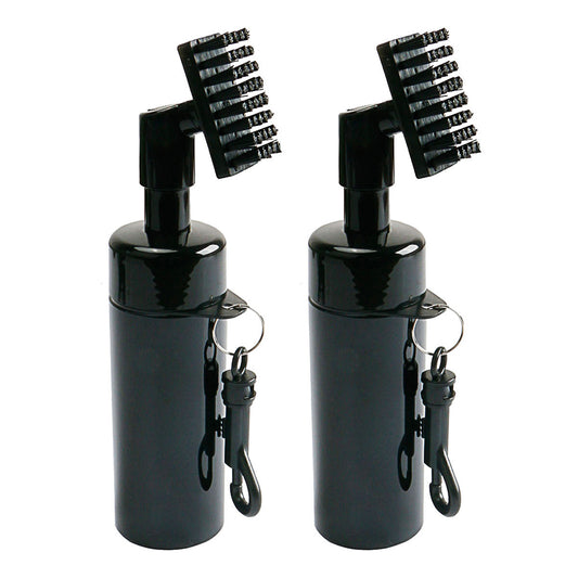 2X Golf Club Cleaning Brush Groove Cleaner with Squeeze Bottles Black
