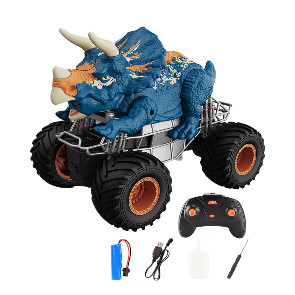 2.4GHz Dinosaur Toys RC Off Road Car with Spray Mist Blue