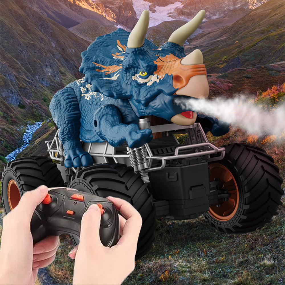 2.4GHz Dinosaur Toys RC Off Road Car with Spray Mist Blue