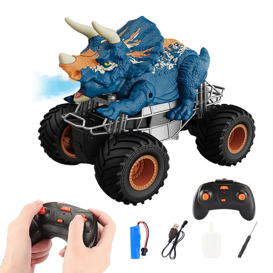 2.4GHz Dinosaur Toys RC Off Road Car with Spray Mist Blue
