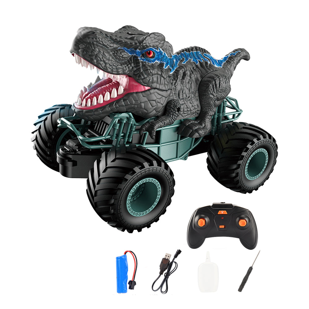 2.4GHz Dinosaur Toys RC Off Road Car with Spray Mist Grey