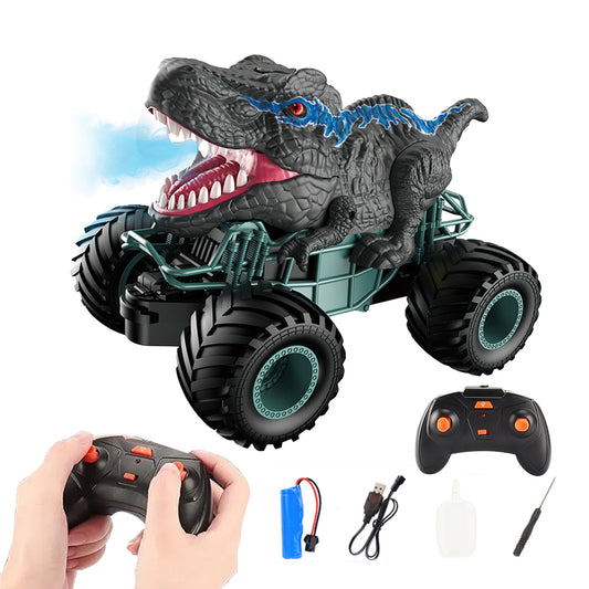 2.4GHz Dinosaur Toys RC Off Road Car with Spray Mist Grey