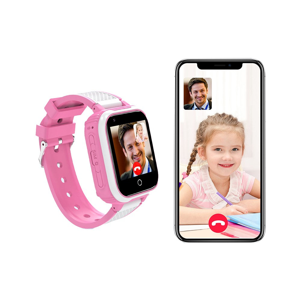 Pink 4G Kids Smart Watch SOS Video Phone Call Compatible with Android iOS