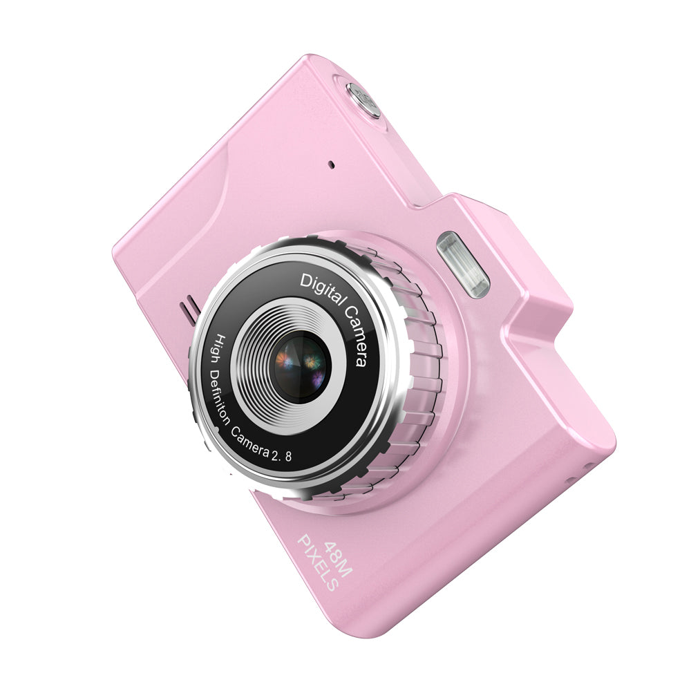 Dual Camera 48MP Digital Camera 8X Zoom 1080P HD Digital Camera  with 32G Memory Card Pink