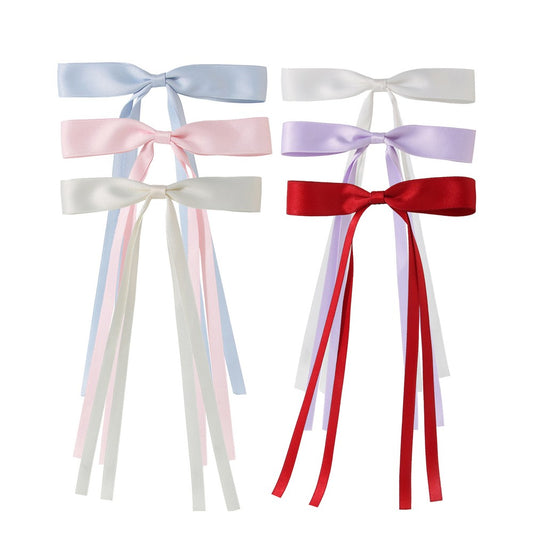 6Pcs Satin Bow Hair Clips Ribbon Barrette Hair Accessories - Style B