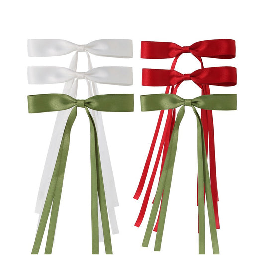 6Pcs Satin Bow Hair Clips Ribbon Barrette Hair Accessories - Style D
