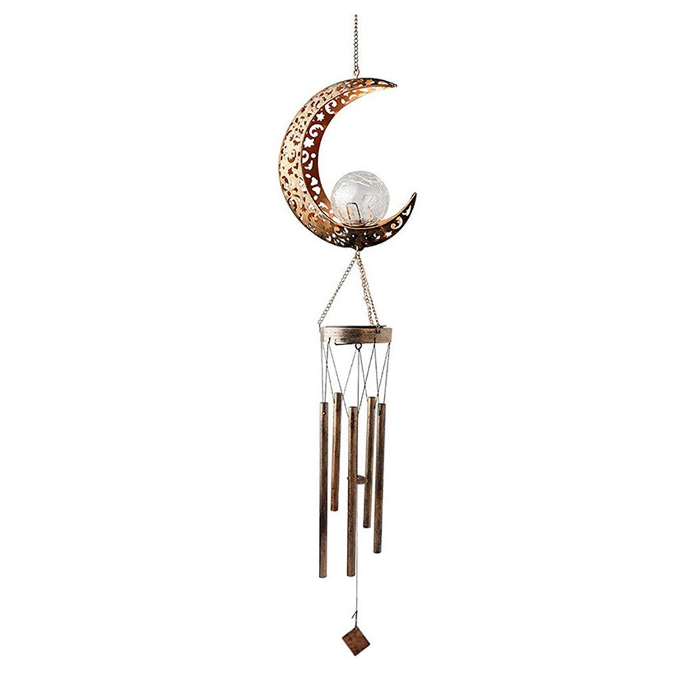LED Solar Wind Chimes Light Outdoor Metal Wind Chime Decor - Moon Style