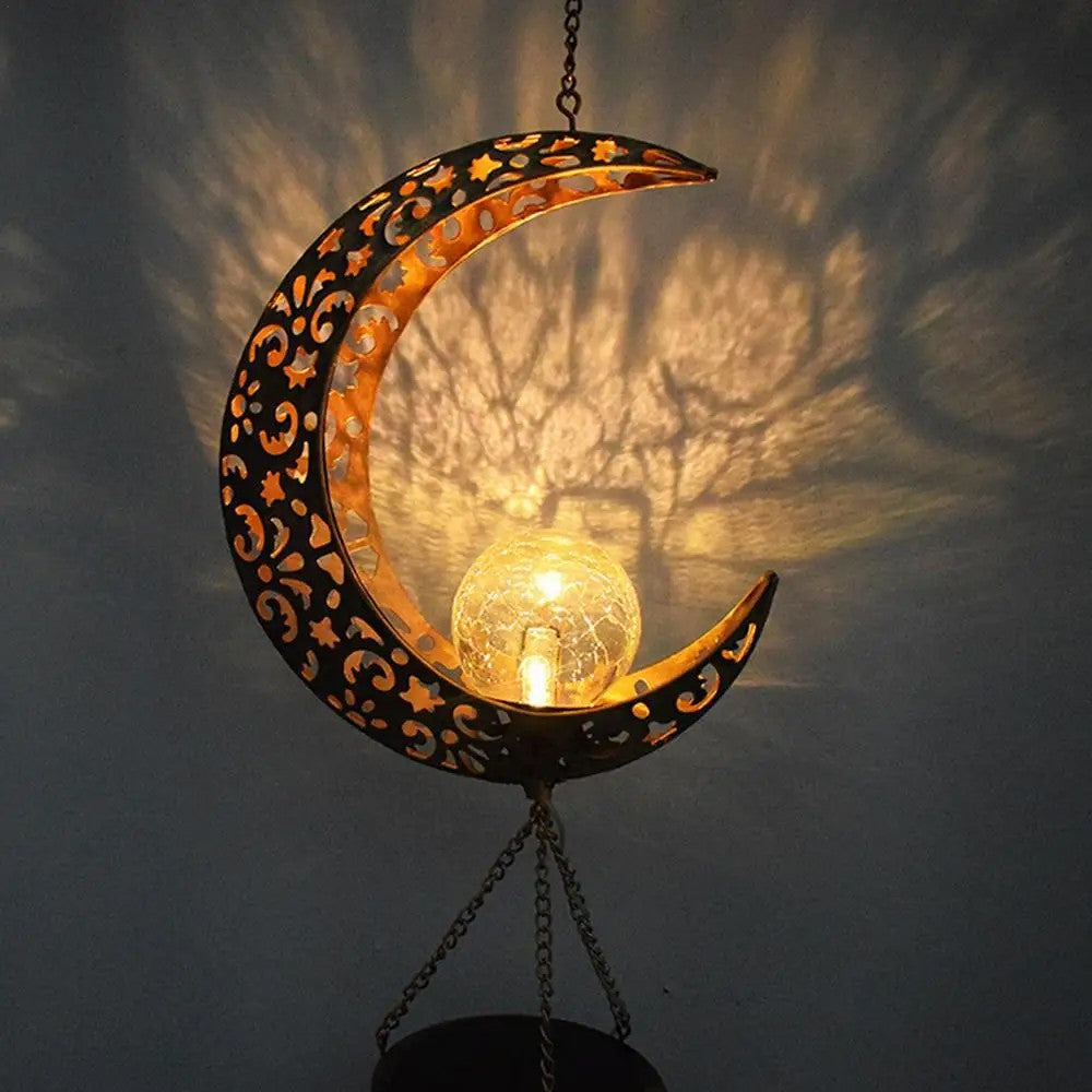 LED Solar Wind Chimes Light Outdoor Metal Wind Chime Decor - Moon Style