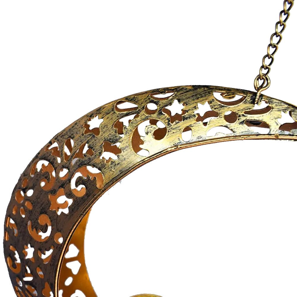 LED Solar Wind Chimes Light Outdoor Metal Wind Chime Decor - Moon Style