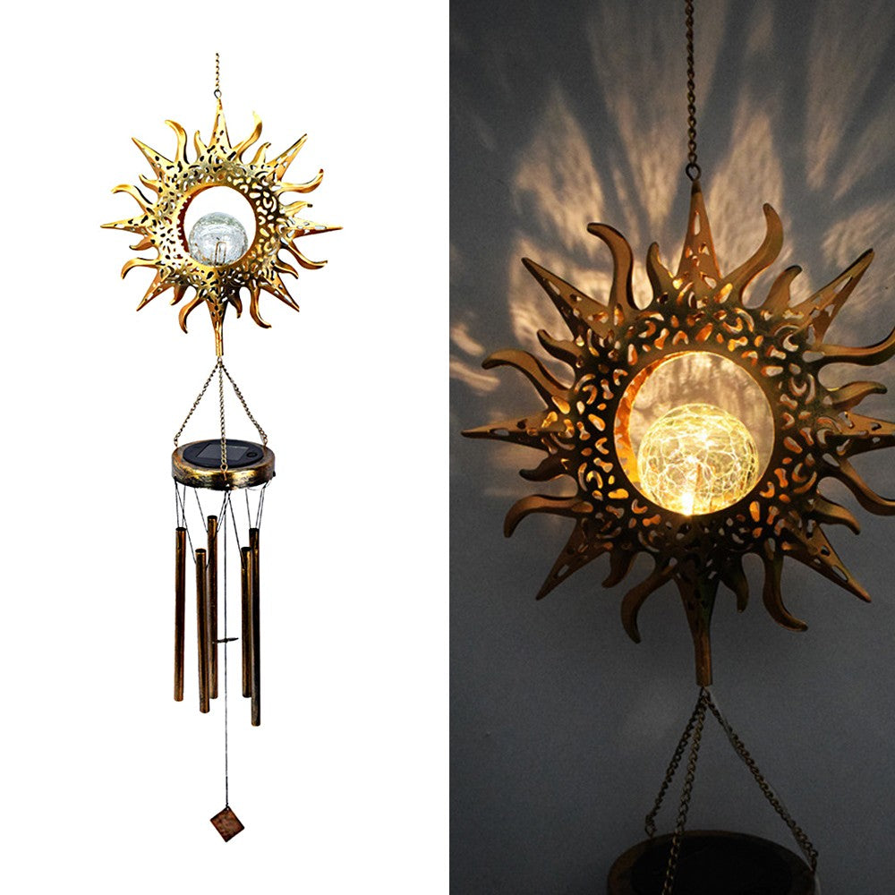 LED Solar Wind Chimes Light Outdoor Metal Wind Chime Decor - Sun Style