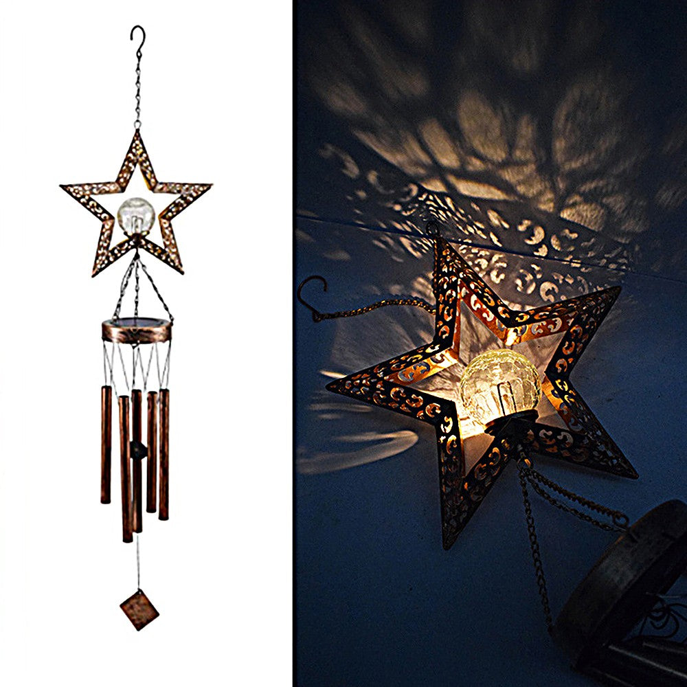 LED Solar Wind Chimes Light Outdoor Metal Wind Chime Decor - Star Style