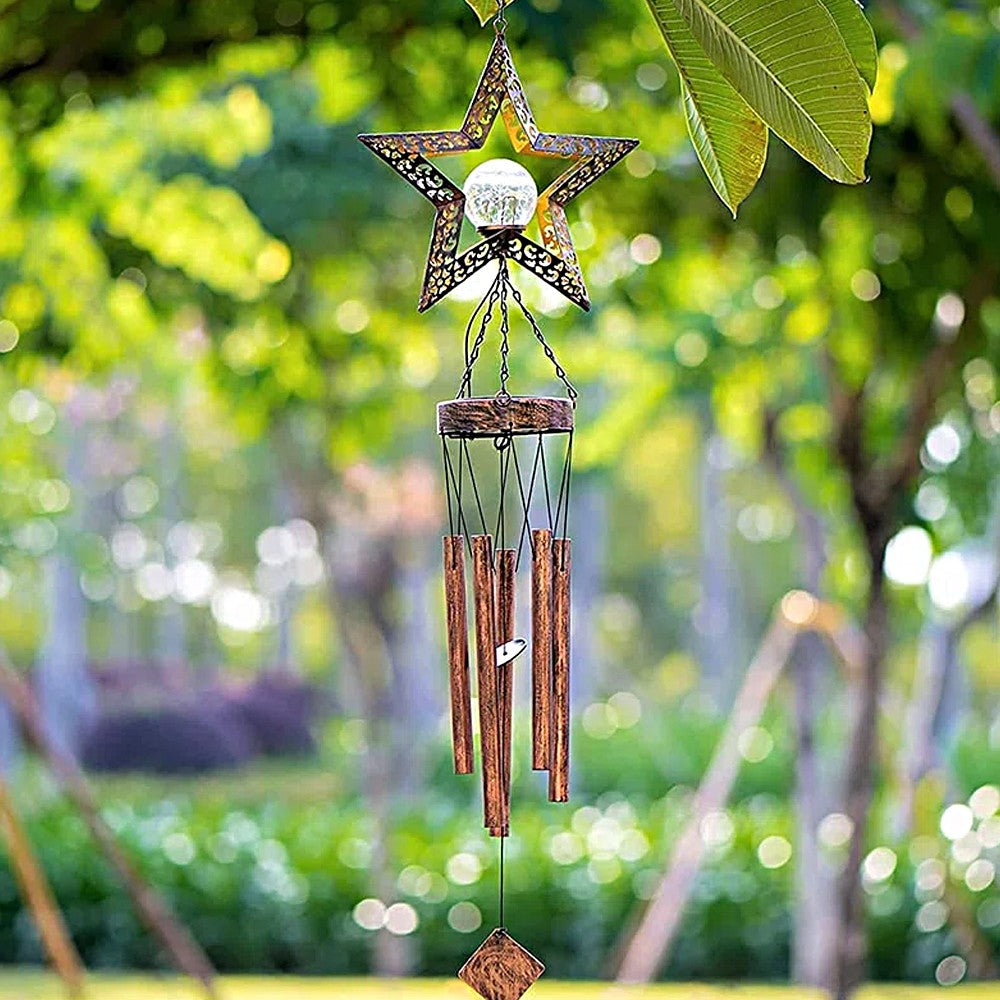 LED Solar Wind Chimes Light Outdoor Metal Wind Chime Decor - Star Style