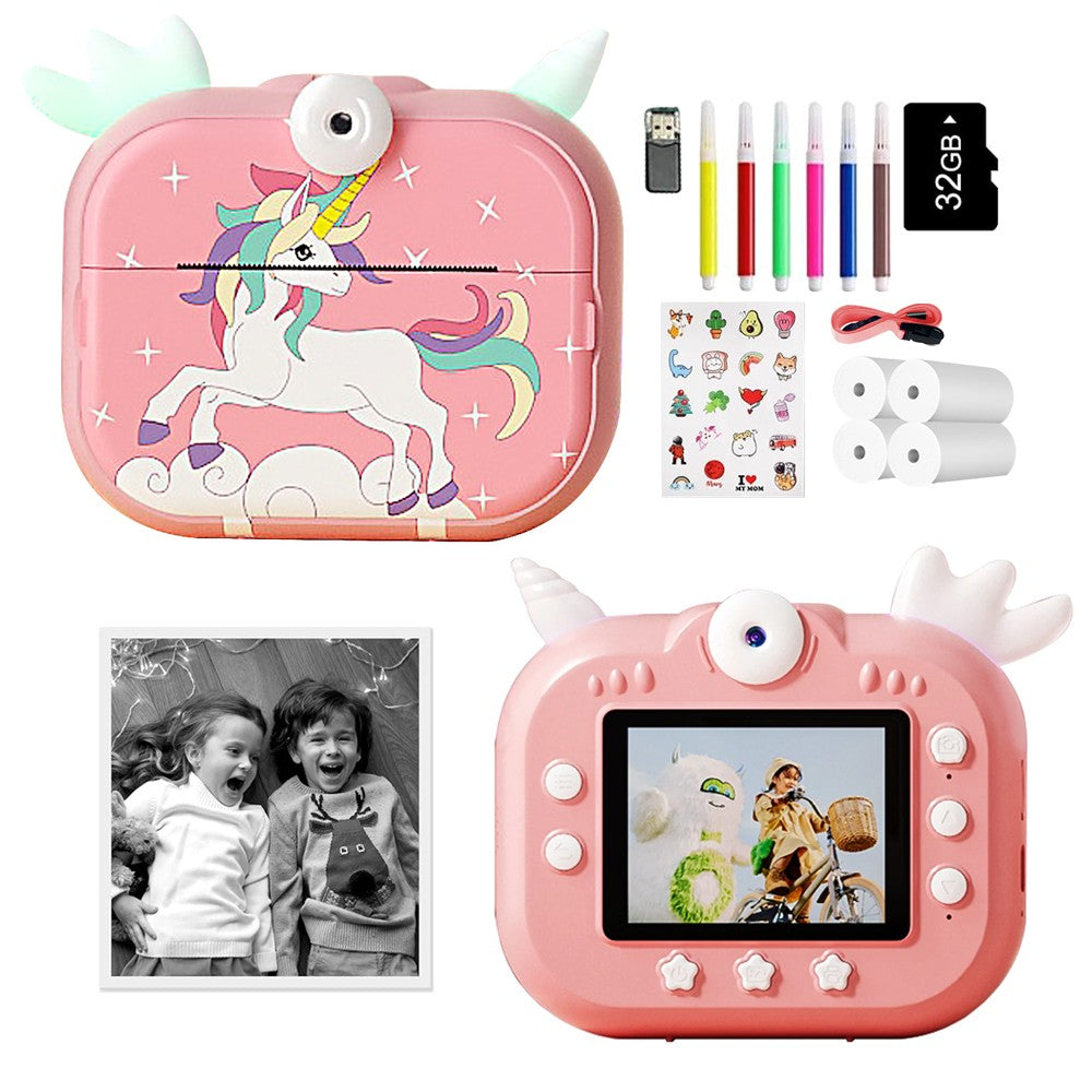 Kids Instant Thermal Printing Camera with 5 Rolls of Printing Paper - Blue