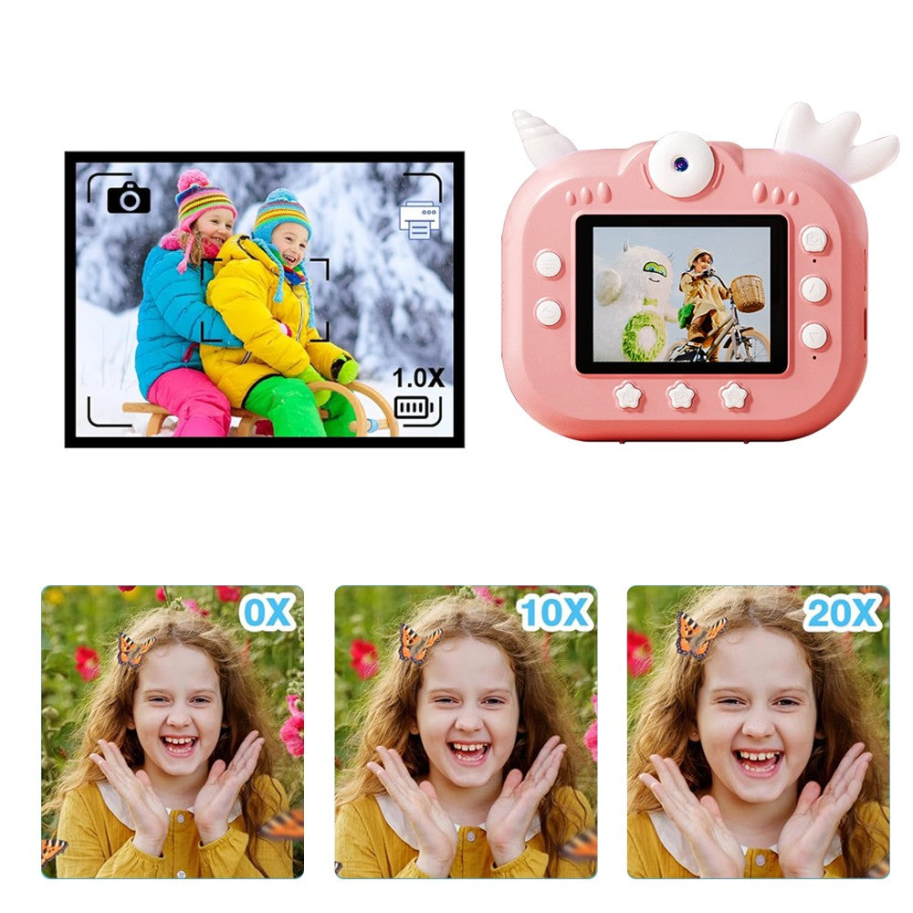 Kids Instant Thermal Printing Camera with 5 Rolls of Printing Paper - Blue