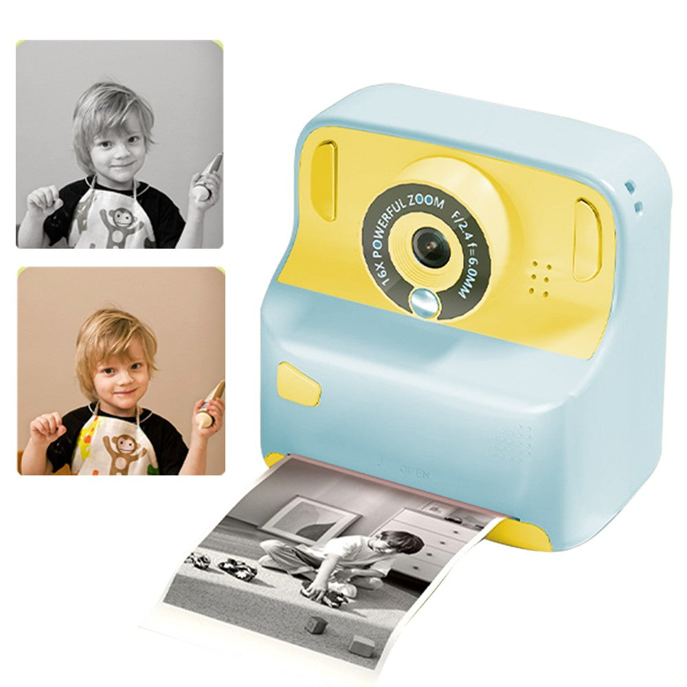 Kids Instant Print Camera with Memory Card and 5 Rolls of Print Paper - Blue