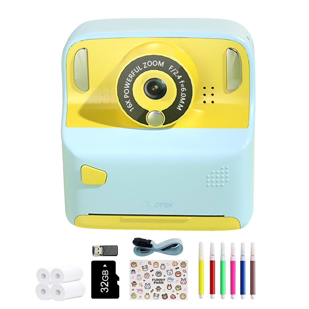 Kids Instant Print Camera with Memory Card and 5 Rolls of Print Paper - Blue