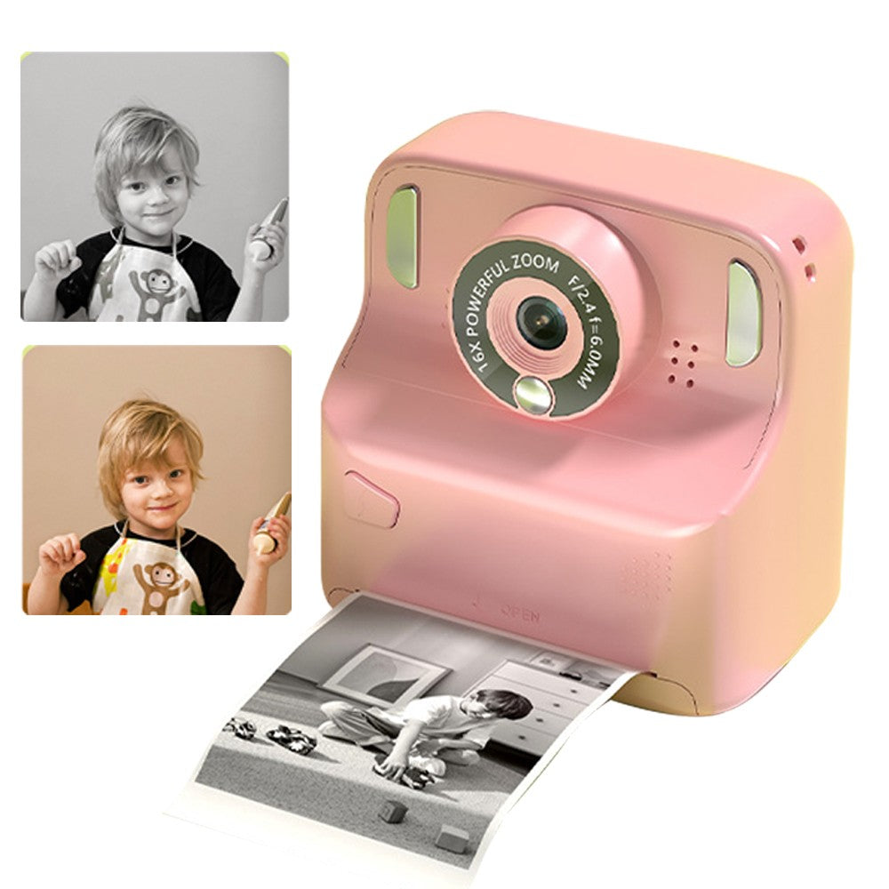 Kids Instant Print Camera with Memory Card and 5 Rolls of Print Paper - Pink