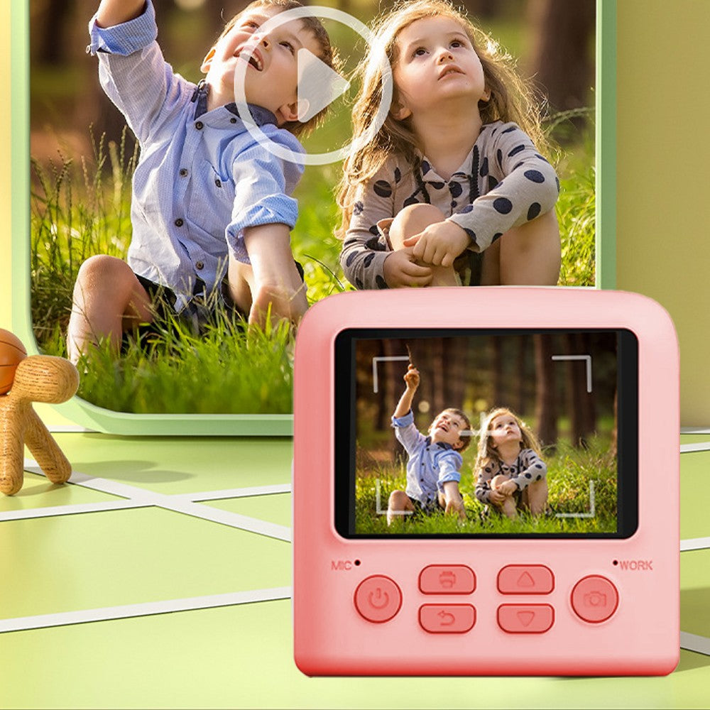 Kids Instant Print Camera with Memory Card and 5 Rolls of Print Paper - Pink