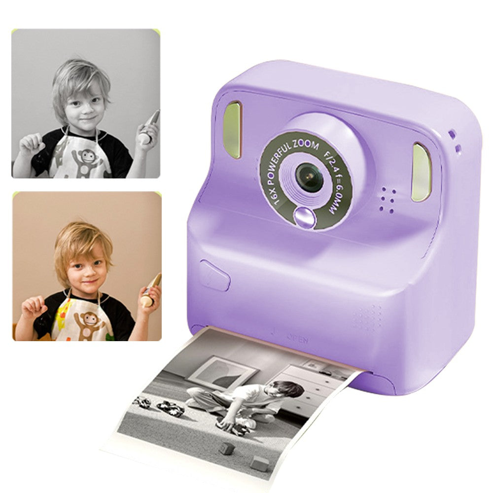 Kids Instant Print Camera with Memory Card and 5 Rolls of Print Paper - Purple