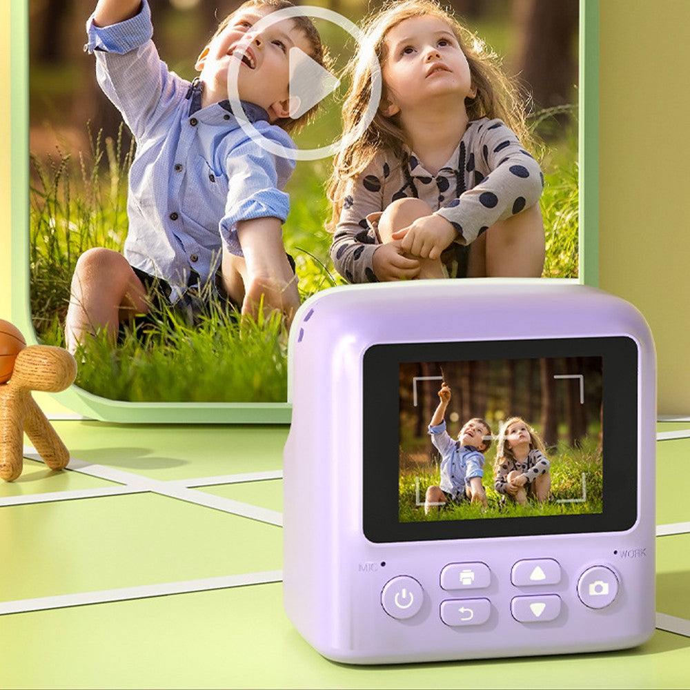Kids Instant Print Camera with Memory Card and 5 Rolls of Print Paper - Purple