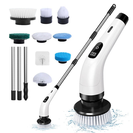 8-in-1 Electric Spin Scrubber Set Cordless Cleaning Brush with Detachable Poles