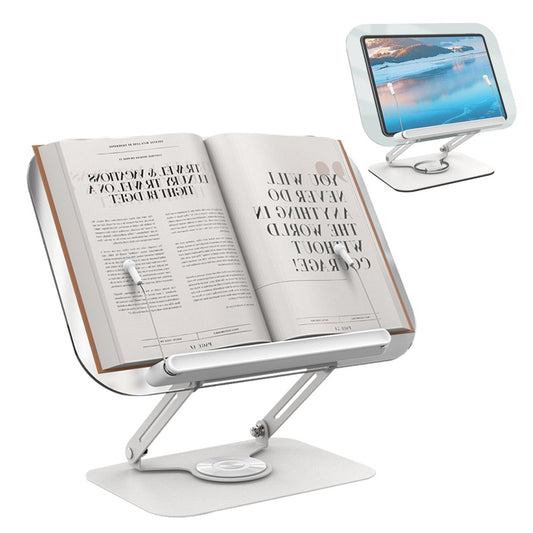 Adjustable Book Stand for Reading Foldable Holder with 360 Degree Rotating Base