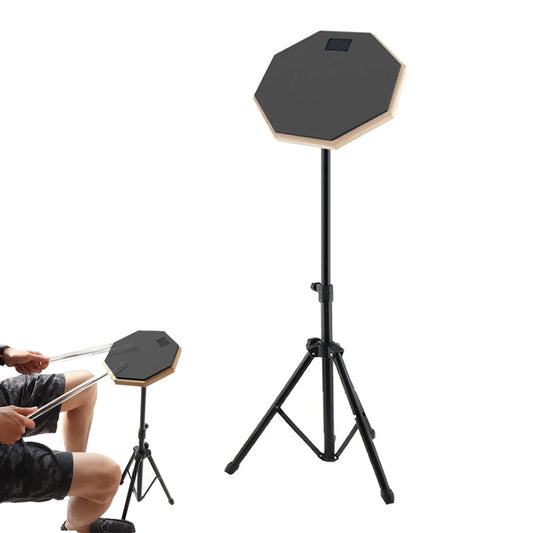 20cm Drum Practice Pad Rubber Dumb Drum with Drum Stand for Beginner - Black
