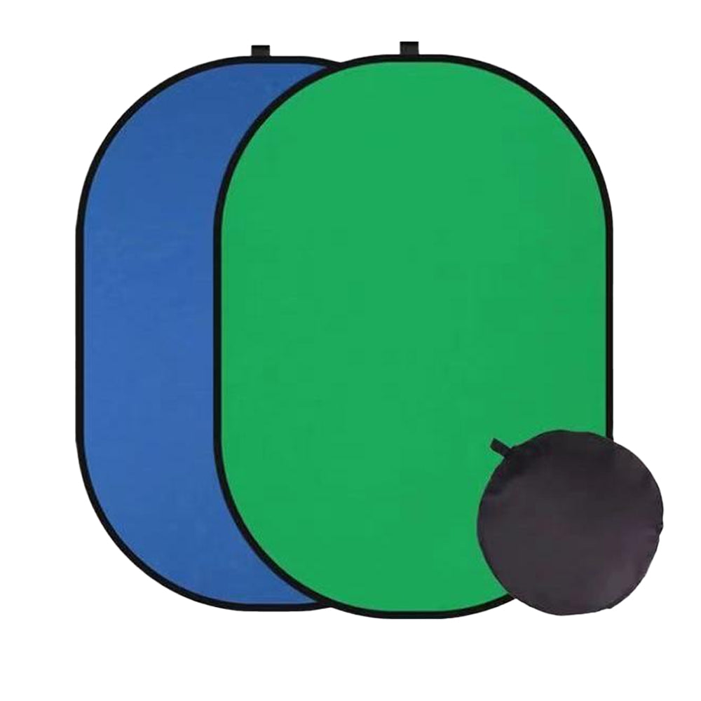 2 In 1 Collapsible Backdrop Cloth Pop Up Chroma Key Background Panel Blue Green 150x100cm