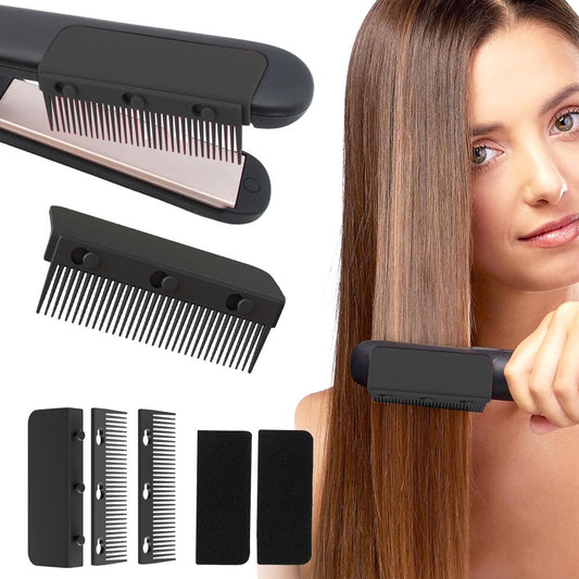 Removable Clip-On Flat Iron Comb Attachment - Black