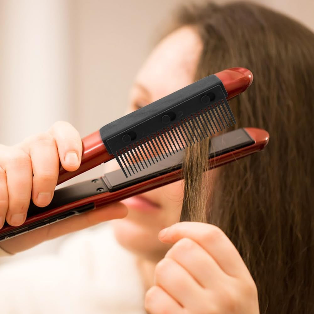 Removable Clip-On Flat Iron Comb Attachment - Black