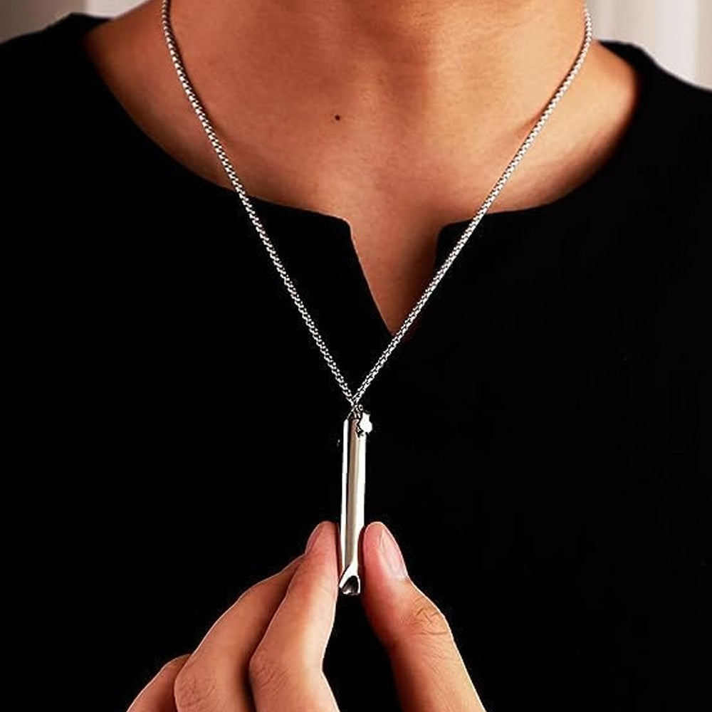 2Pcs Mindful Breathing Necklace Anxiety Stress Relief Tool - Gold+Silver