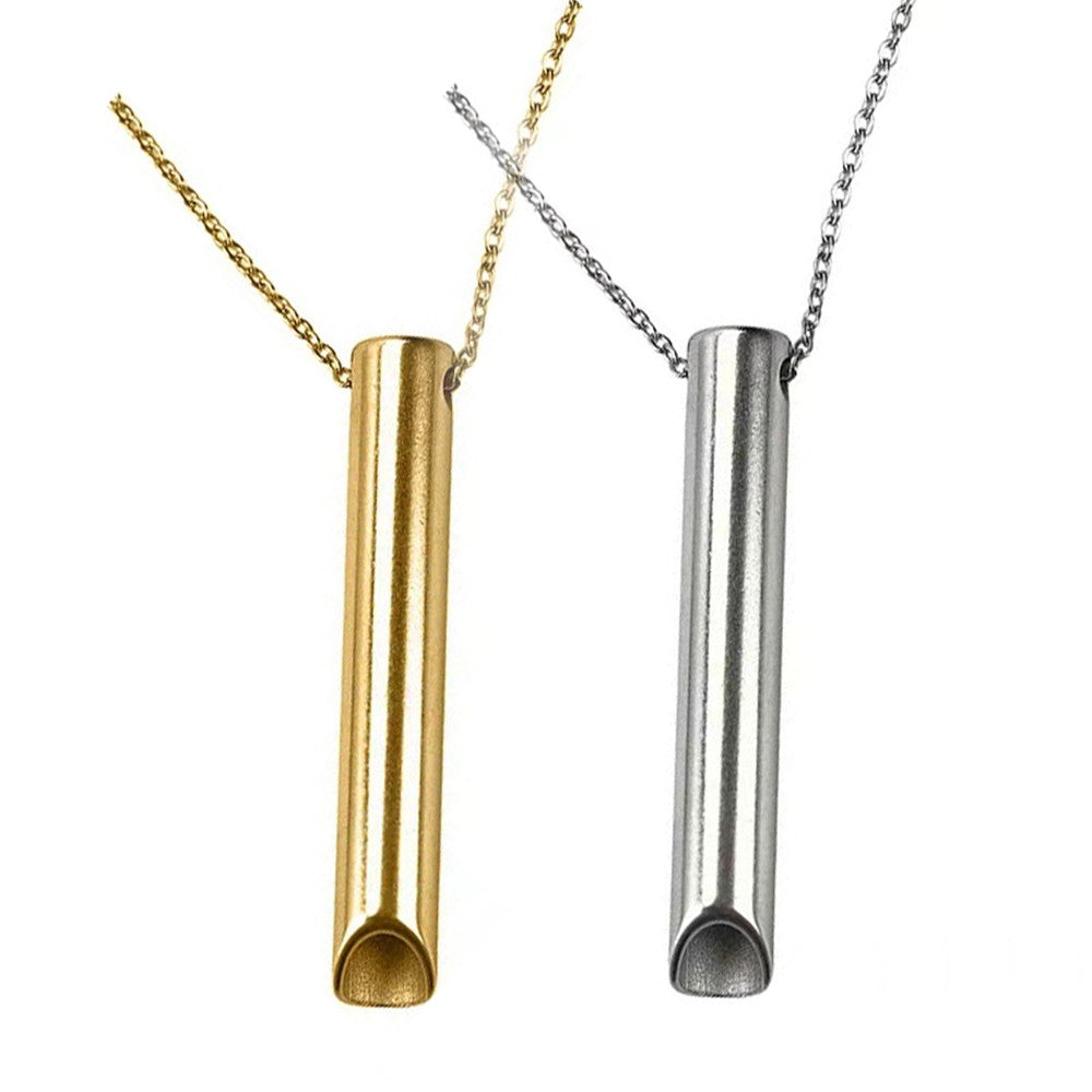 2Pcs Mindful Breathing Necklace Anxiety Stress Relief Tool - Gold+Silver