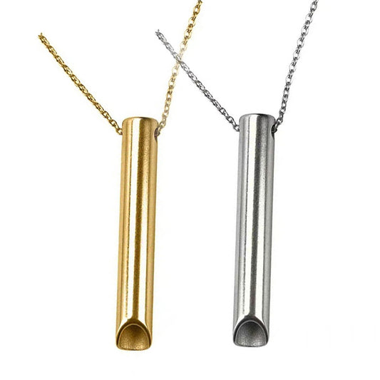 2Pcs Mindful Breathing Necklace Anxiety Stress Relief Tool - Gold+Silver